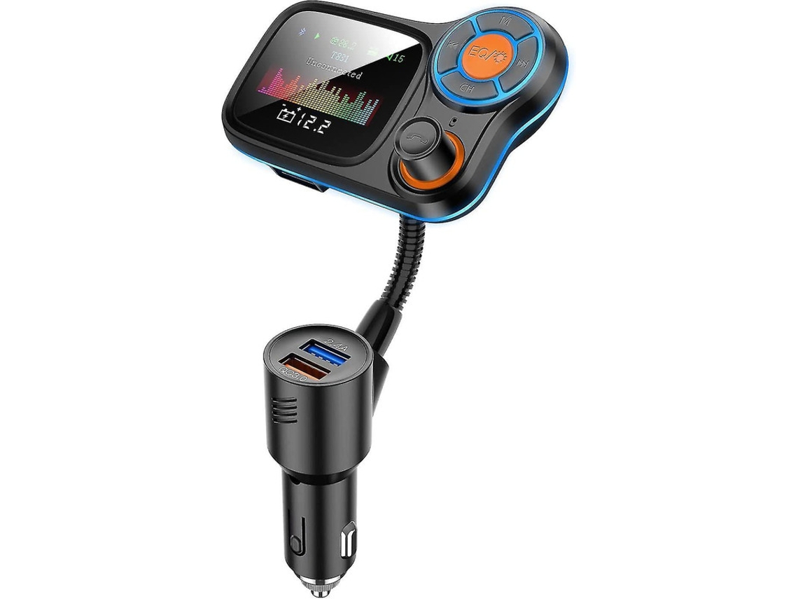 Transmisor Bluetooth manos libres con pantalla LCD, dos puertos USB y calidad de sonido de alta fidelidad (negro) Yizhood