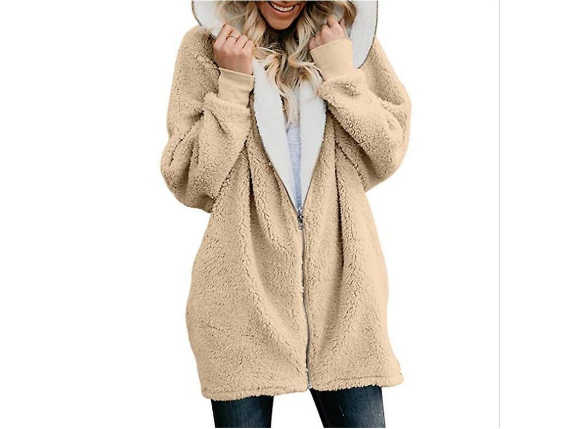 2026-chaqueta De Invierno Para Mujer Con Capucha Fluffy Forro De Felpa Poliéster