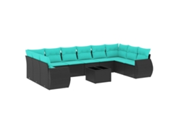 Maison Exclusive - Conjunto De Sofá De Jardín De 11 Piezas Con Cojines, De Poliratán Negro