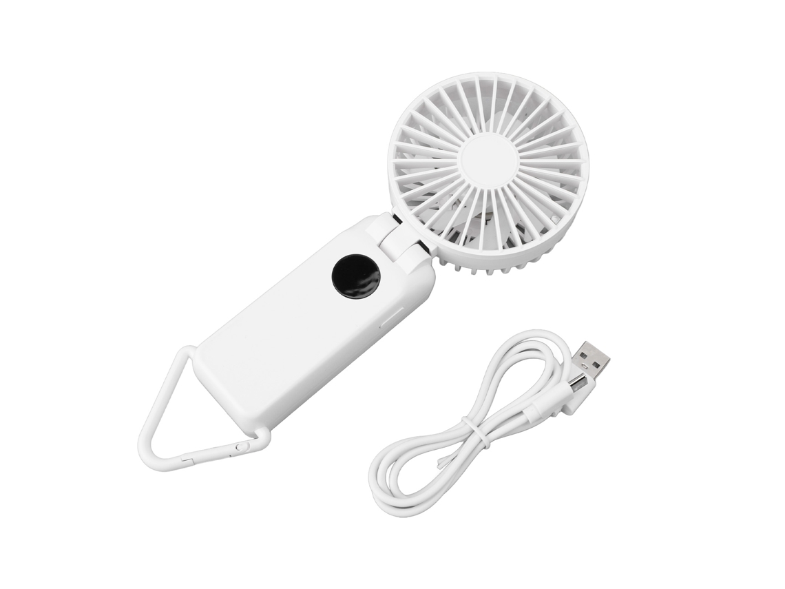 Mini ventilador portátil recargable por USB con 3 velocidades - Blanco