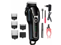 Kit de aseo profesional inalámbrico para mascotas con cuchillas de seguridad apilables y pantalla LCD silenciosa.