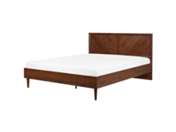 Cama con somier BELIANI Mialet de Tablero de fibra Madera oscura 187x209x106