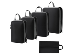 Bolsa de almacenamiento de compresión, juego de 5 piezas, bolsa de viaje ligera, color negro Siurn