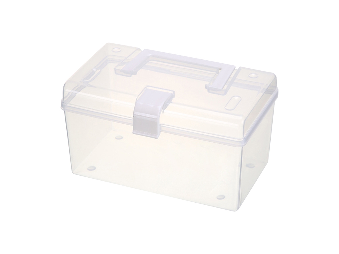 Caja De Almacenamiento Transparente Con Asa, Gran Capacidad, Organizador De Escritorio Portátil, 19,5 X 11 X 10,5 Cm