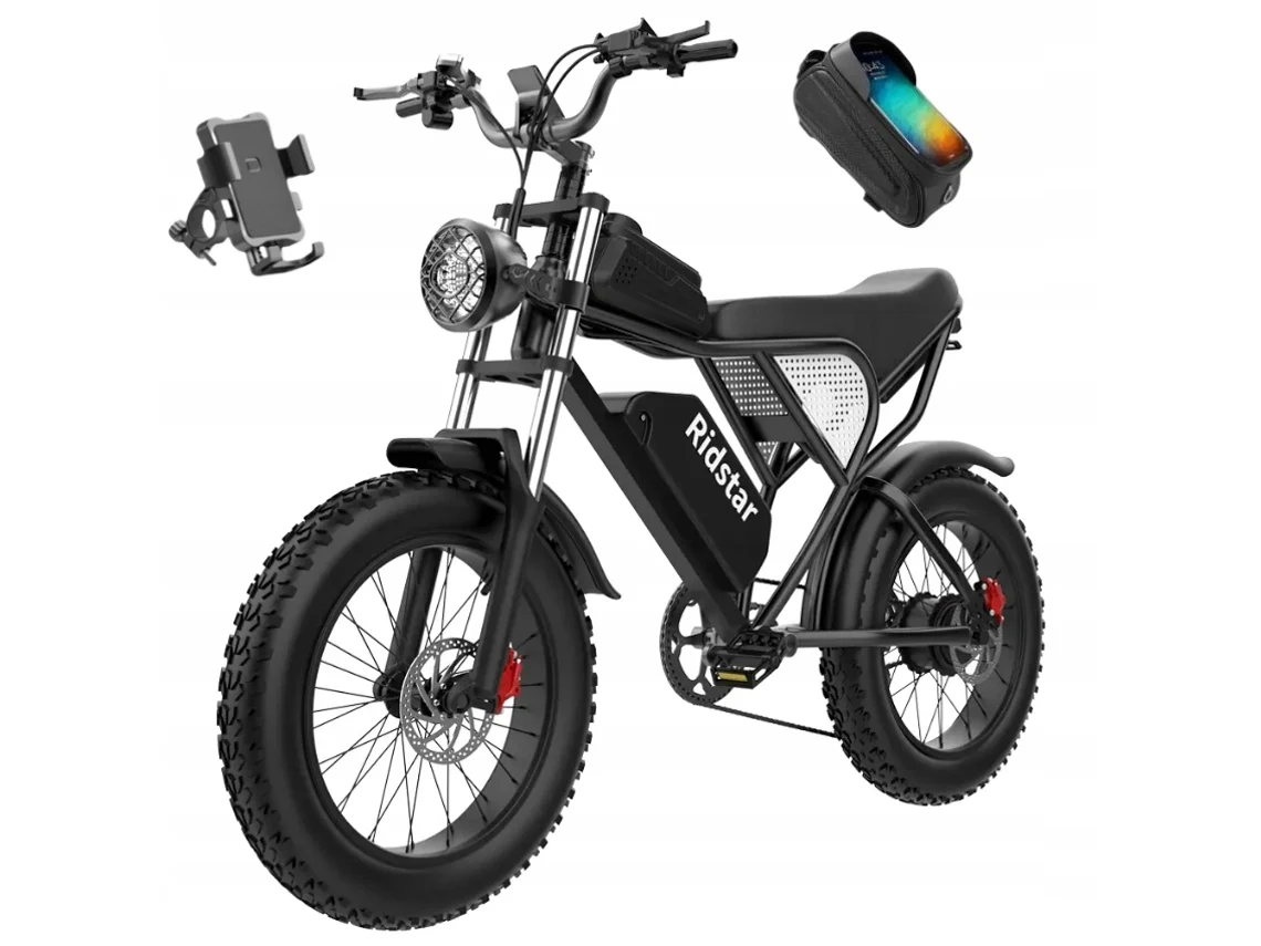 Bicicleta eléctrica Ridstar Q20 (1500 W, 48 V, 20 Ah, 55 km/h, frenos hidráulicos delanteros y traseros)