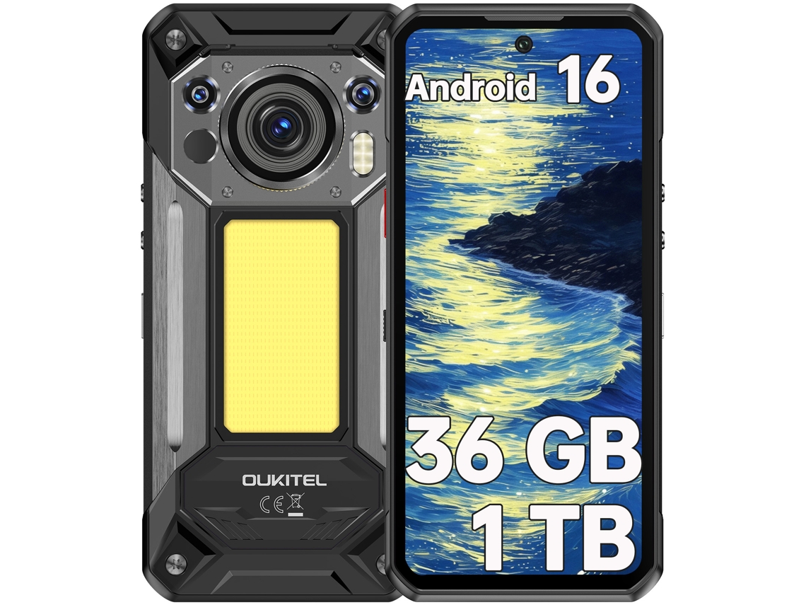 Smartphone Resistente 5g Oukitel Wp500 36 Gb 1 Tb 6.8" Fhd+ 120hz 10000 Mah 108 Mp Nfc Android 16 Negro
