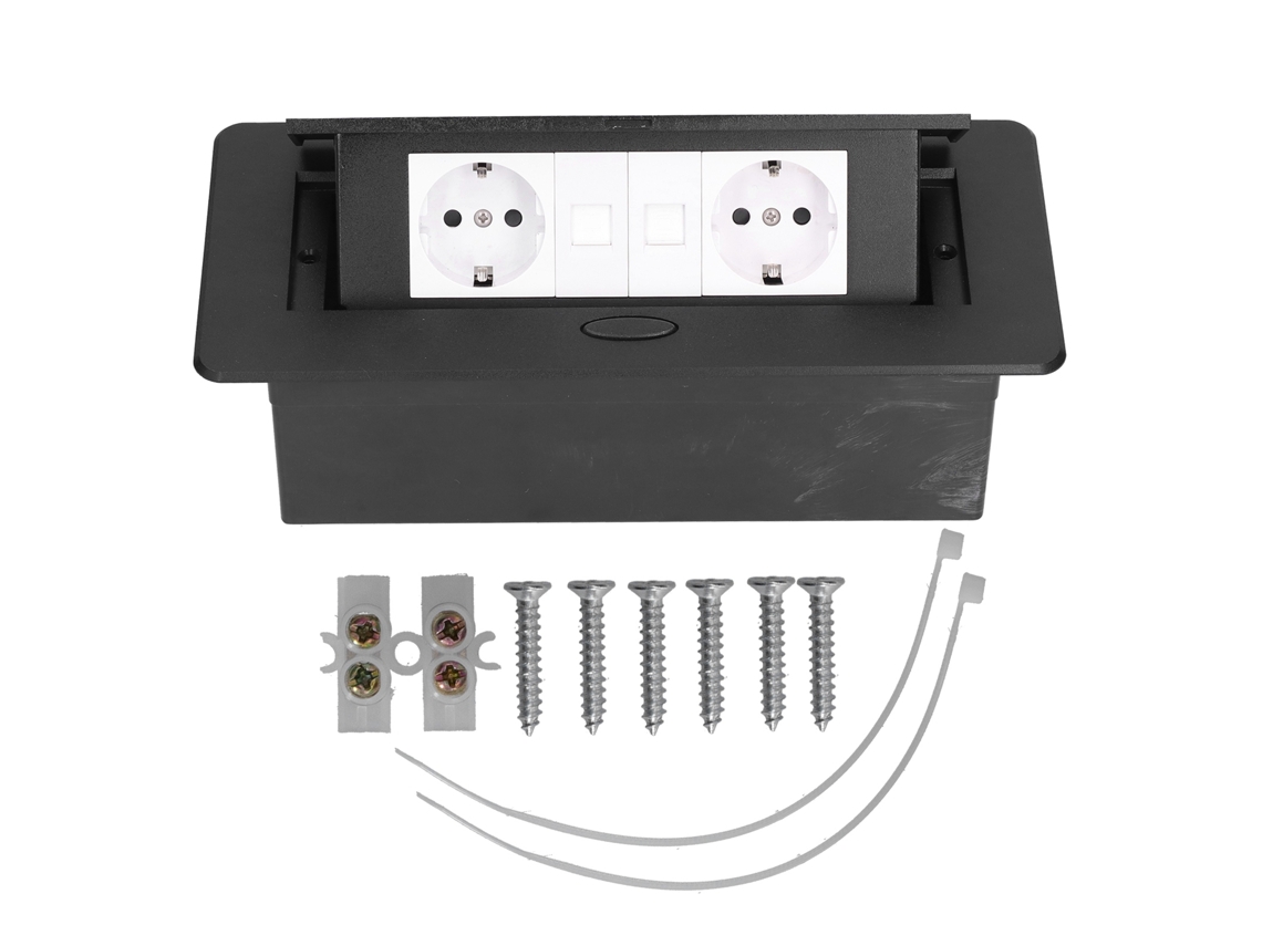 Emergent Filler Regleta Para Mesa, Caja De Conexión, 16a, Negra, Para Hogar Y Oficina J29