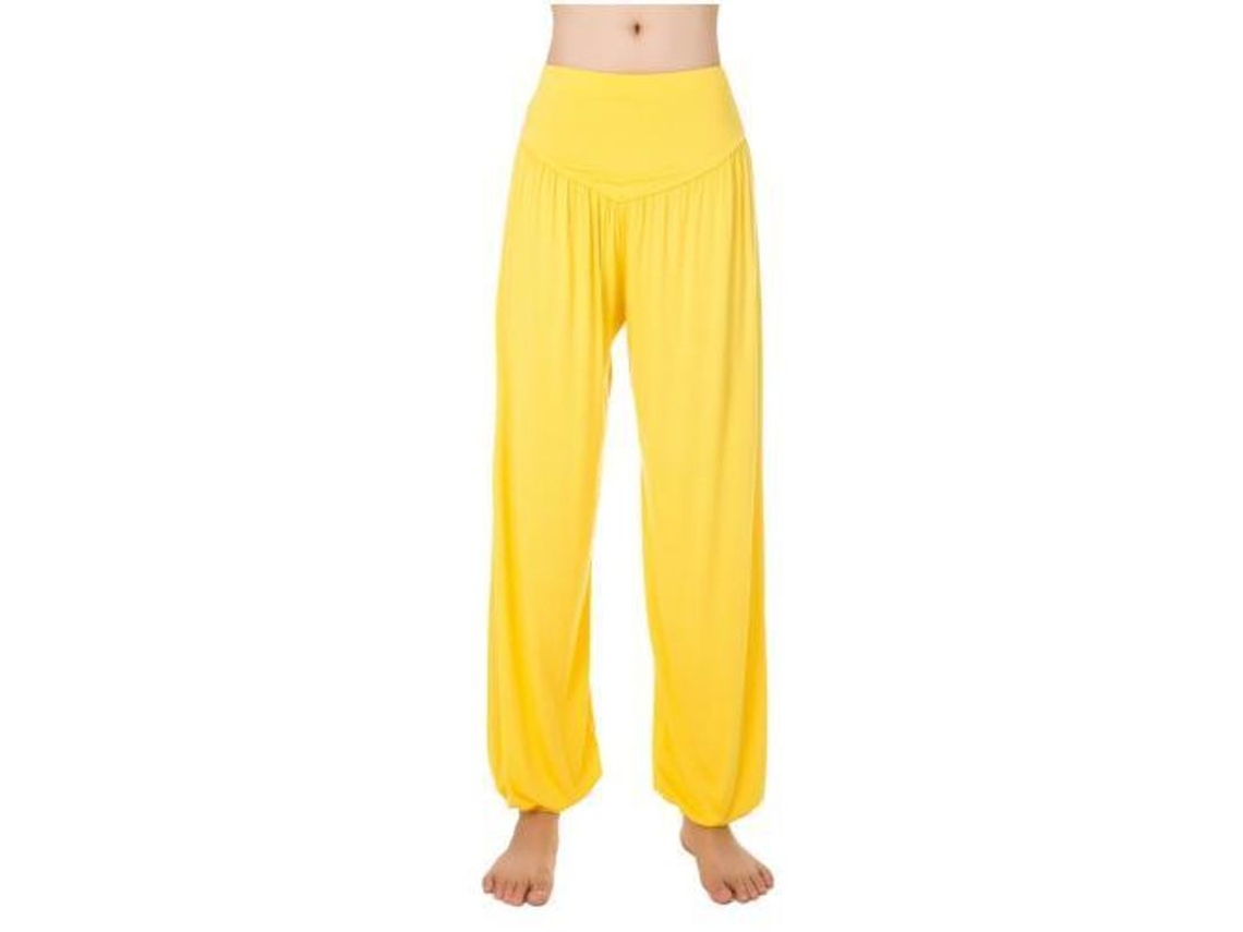 2026-pantalones Harem Para Mujer Yogas Hippie Boho Verano Deportivos Amplios Elásticos Modales Xl Amarillo