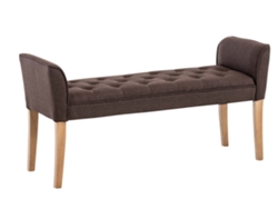 Banco Pie de Cama Banqueta de Tela Marrón Estilo Chesterfield Ancho 133 Cm Con Pies de Madera Clara Ban10004 MOBIKASA