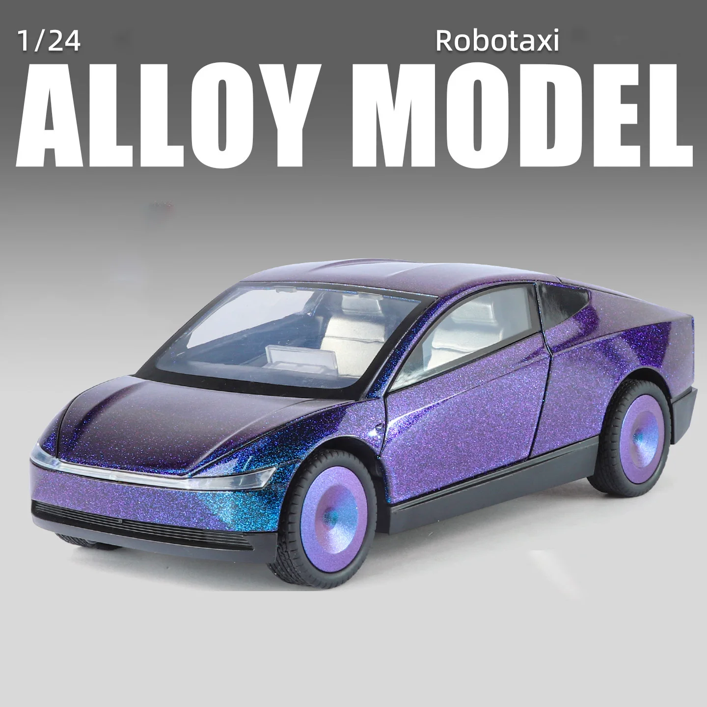 (morado) Coche De Juguete A Escala 1:24 De Aleación, Modelo De Coche De Metal Fundido A Presión Con Sonido Y Luz, Coche De Juguete Para Niños