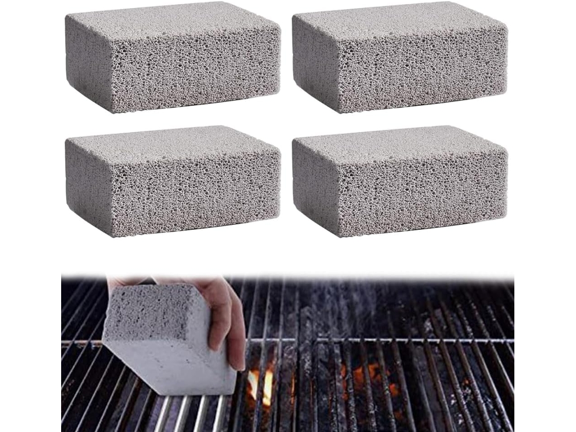 4 bloques de piedra en polvo reutilizables para limpiar parrillas y sartenes - Elimina manchas. ZYBLSSBB