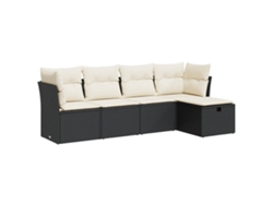 Maison Exclusive - Set De Muebles De Jardín 5 Pzas Y Cojines Ratán Sintético Negro