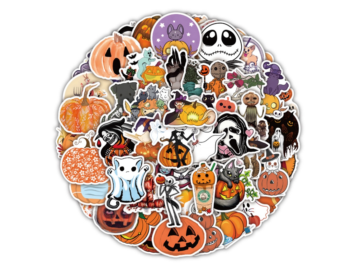 50 pegatinas de Halloween con forma de cabeza de calabaza Transborders Worten