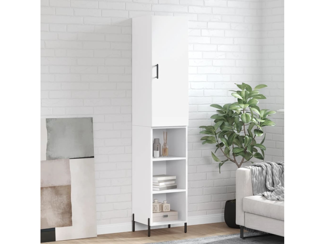 Aparador Alto Madera Contrachapada Blanco 34,5x34x180 Cm