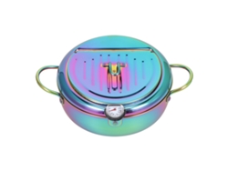 Sartén Antiadherente De Acero Inoxidable De 3,2 Litros Con Termómetro, Anillo Filtrante Y Utensilio De Cocina.