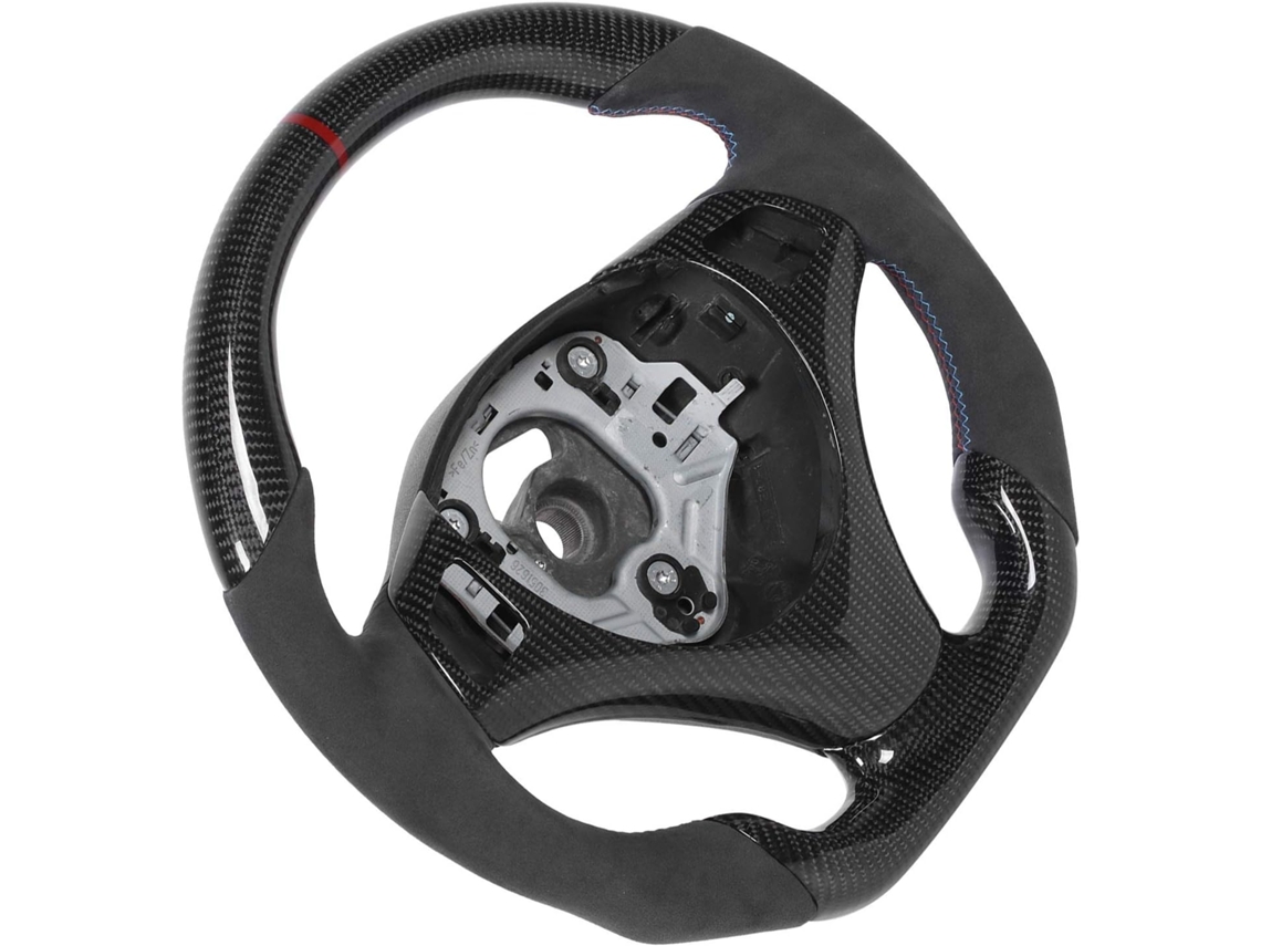 Volante De Fibra De Carbono Y Ante Con Franja Roja, Diseño Tipo D De Competición Para Serie 3 E90 E92 E93 M3