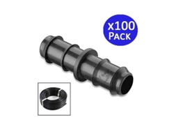 Enlace Goteo 16Mm Manguito Unión para Tubo de Goteo Diámetro 16 Mm Color Negro Pack 100 SUINGA