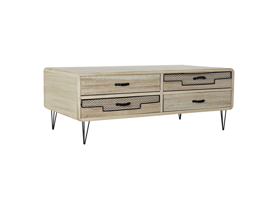 Mueble para TV en madera de paulownia natural y metal, 115x61x43cm ALEXANDRA HOUSE LIVING