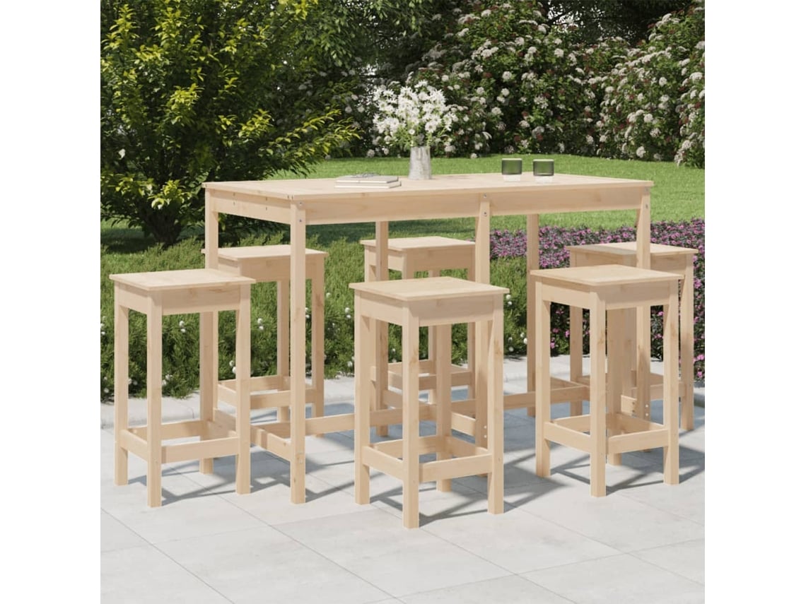 Juego de barra de jardín de 2 piezas de pino macizo Dkd Home Decor
