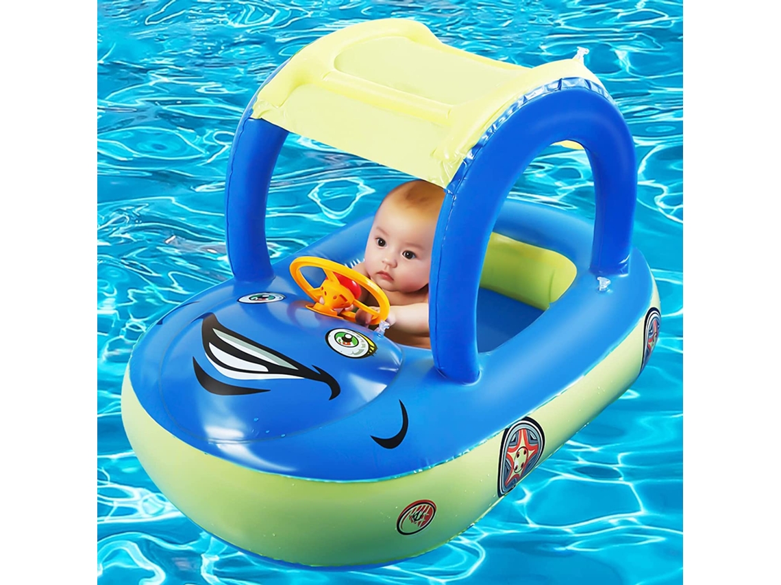 Anillo De Natación Para Bebés Con Toldo, Claxon Direccional Y Protección Solar