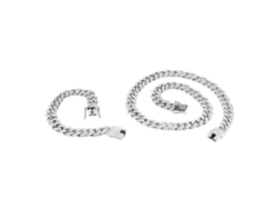 Conjunto De Collar Y Pulsera De Aleación Con Diamantes De Imitación, Cierre Fácil, Regalo De Hip Hop, Plata