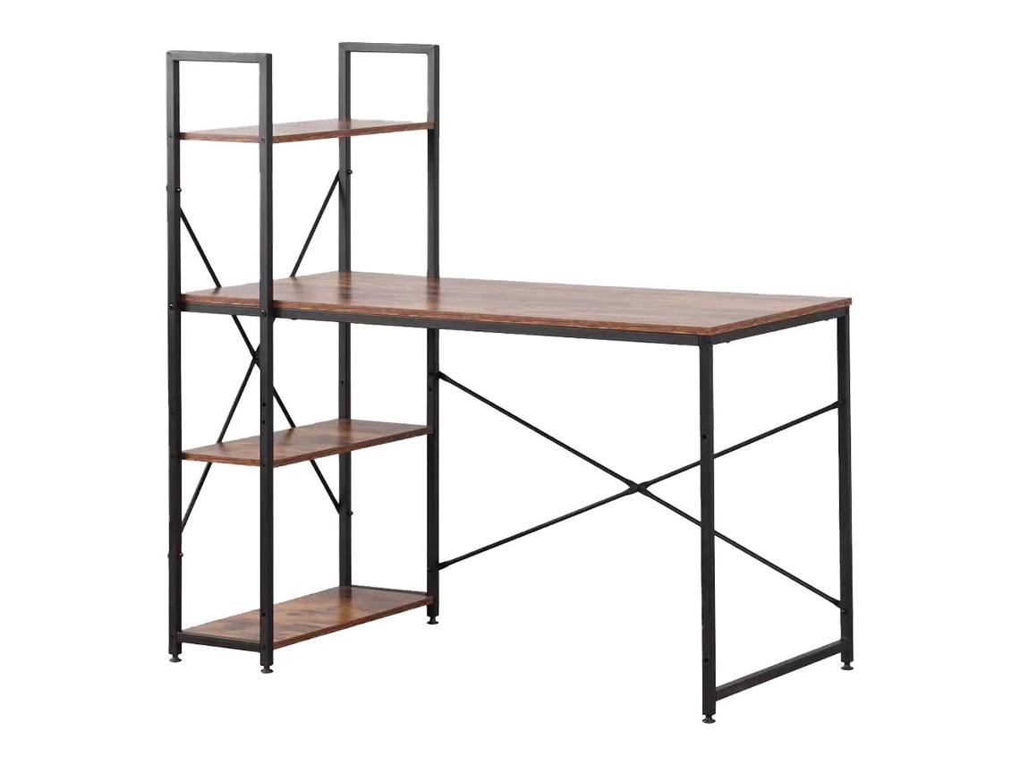 Mesa de Escritorio con Estantería EDM 75196 (Negro - Madera - Metal)