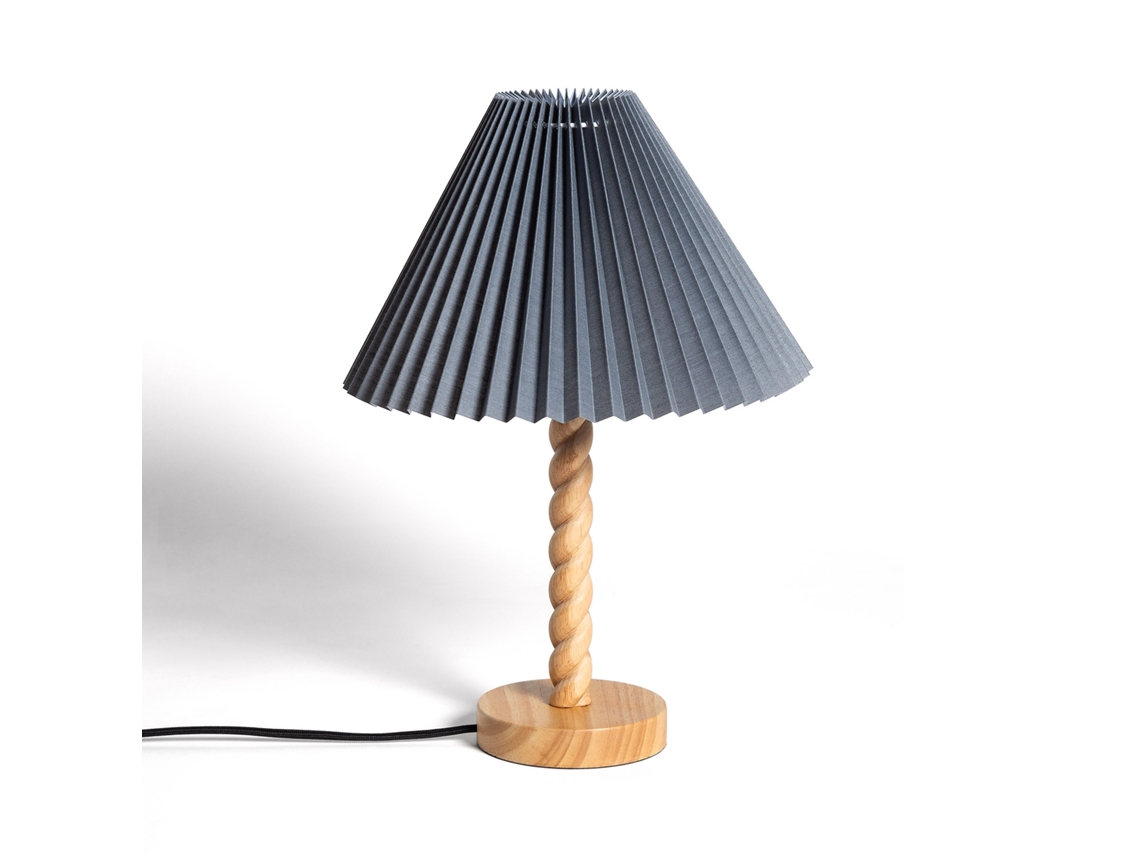 Lámpara De Mesa Madera Y Tela Moorea Cinzento