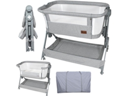 Twinly - Cuna Colecho bebé Minicuna Viaje portátil, fácil Plegado Compacto Altura Ajustable 5 Posiciones, Nacimiento 0 hasta 6 Meses Comfortly – Bolsa Transporte, colchón, Cesta, sin Montaje (GRIS)