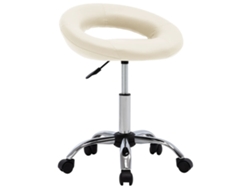 Silla De Trabajo Con Ruedas Cuero Sintético Crema