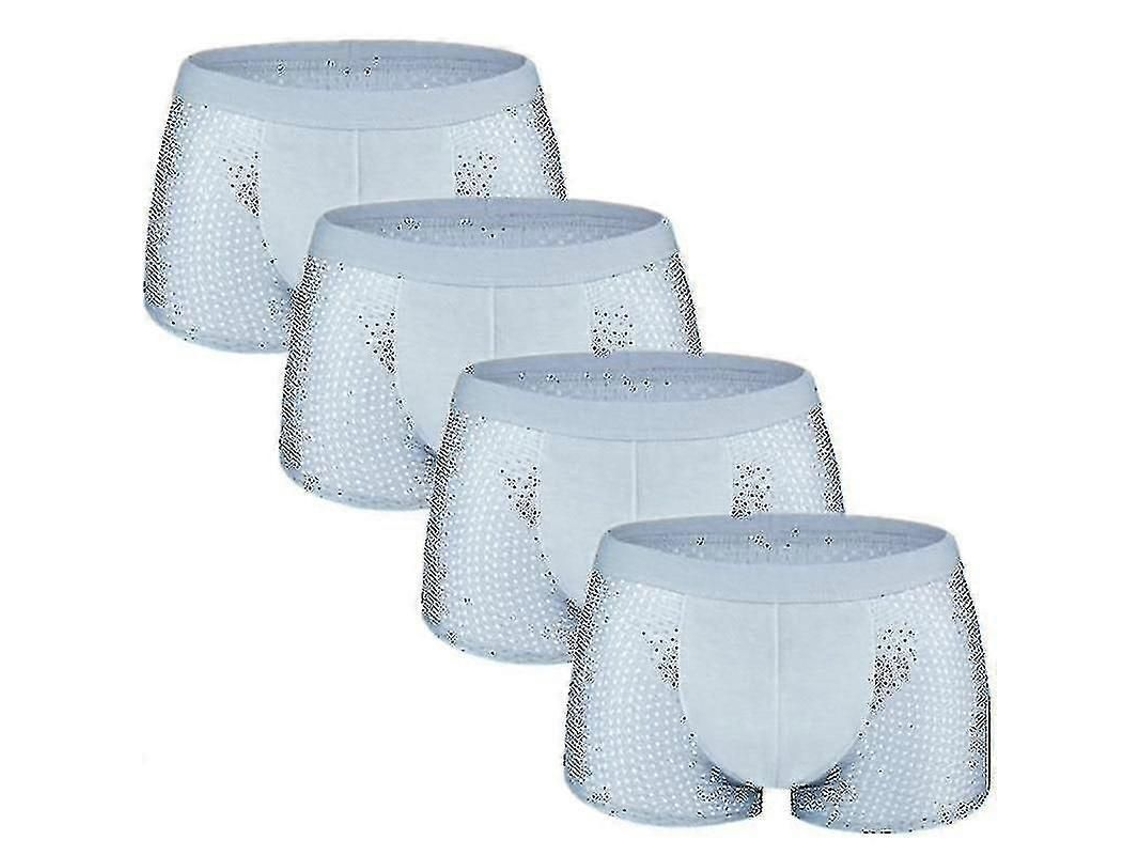 Calzoncillos Bóxer De Bambú Y Seda Helada Para Hombre, 4 Piezas, Ropa Interior De Malla.