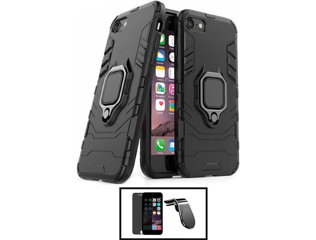 Kit Carcasa Militar Magnética + Protector de Pantalla Privacidad + Soporte iPhone SE 2022 G4M Negro