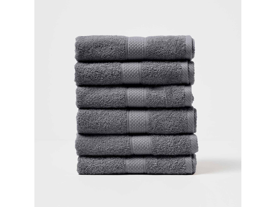 Homescapes Turkish Cotton Hand Towel Set Of 6, Grey
