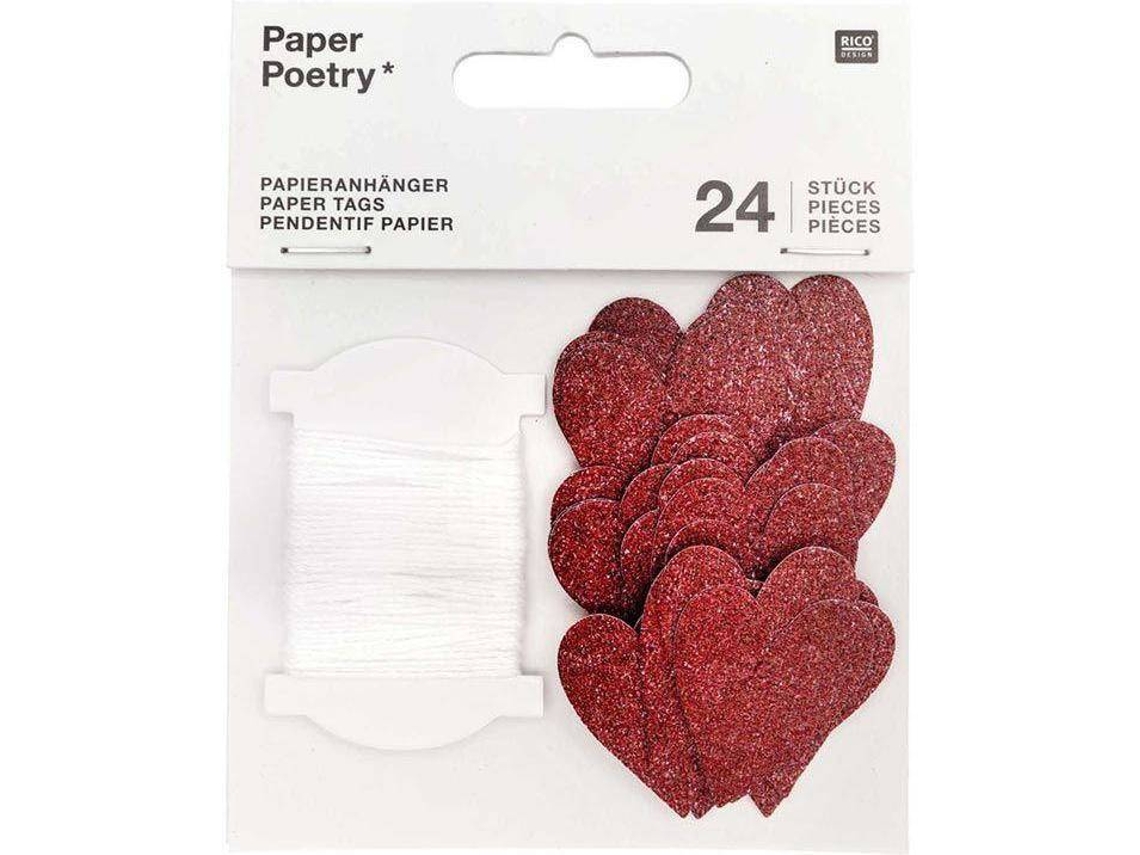 24 Colgantes RICO DESIGN de Corazón Rojo