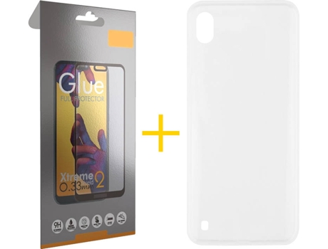 Carcasa + 1 Protector de Vidrio Full Samsung Galaxy A10 SKYHE Silicona Liso Transparente