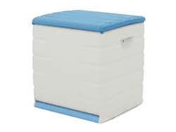 Peito PLASTIKEN com fechadura com rodas - 190 L - Funcional e estética - Bege e Azul