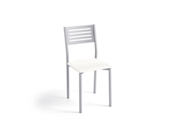 Cadeira de Cozinha Kati em Alumínio 38x86x47cm Couro Sintético Branco FANMUEBLES