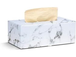 Porta pañuelos rectangular de piel sintética con estampado de mármol, ideal para el hogar, la oficina o el coche. Gokoco