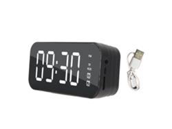 Reloj despertador Baok con espejo y altavoz digital Bluetooth inalámbrico para teléfonos móviles y ordenadores.