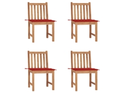 Sillas de jardín DKD Home Decor de 4 piezas con cojines, madera maciza de teca