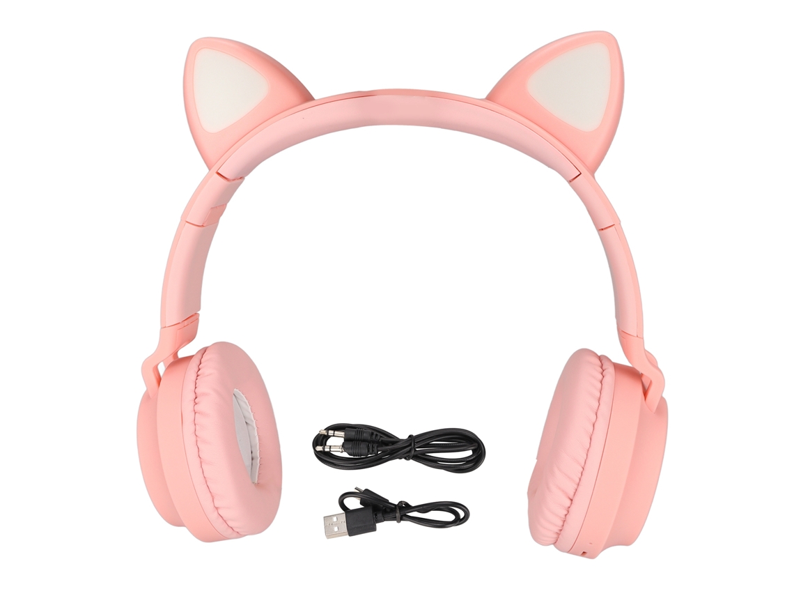 Auriculares para juegos LAXISCREED con orejas de gato rosas