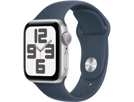 APPLE Watch SE GPS 40 mm Plata con Correa Deportiva Azul Tormenta (Talla: M/L)