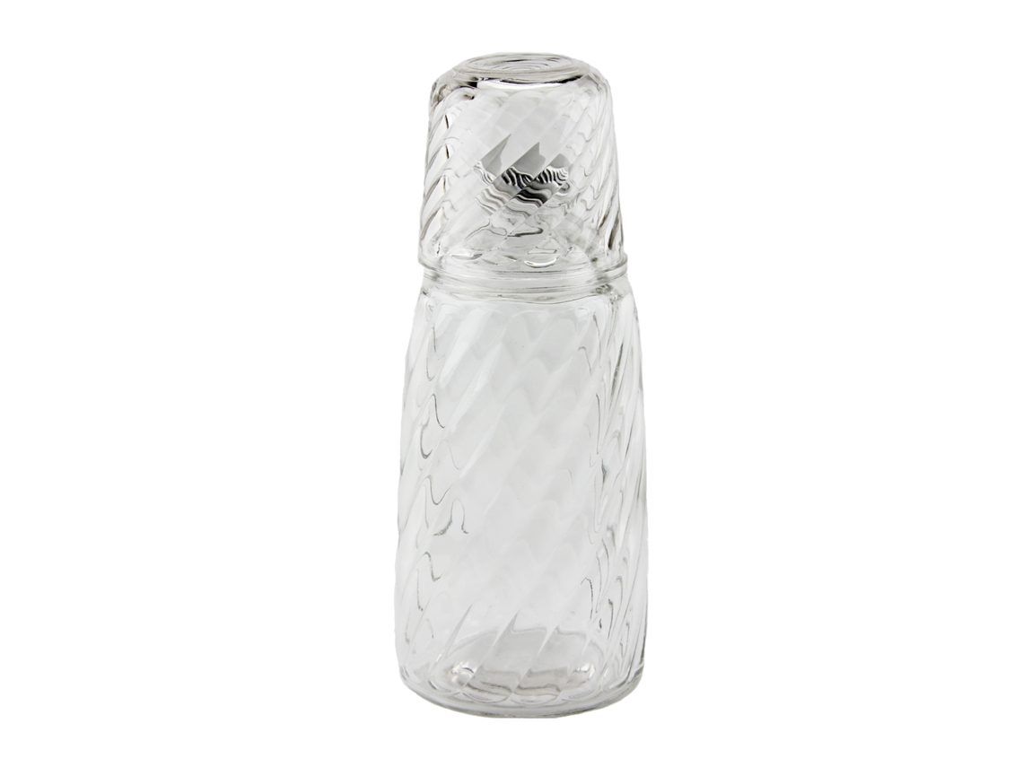 Botella Vidrio Espiral Con Vaso 1000 Ml MY GLASS