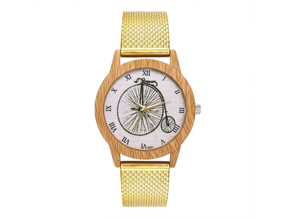 Reloj Analógico De Cuarzo Con Brazalete De Malla De Acero, Un Clásico Lujoso Para Mujeres Y Hombres (dorado).