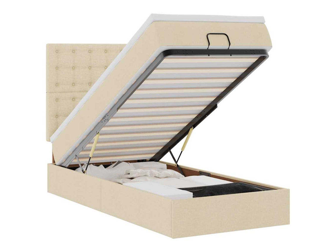 Maison Exclusive - Cama Otomana Con Colchón De Tela Color Crema 100x200 Cm