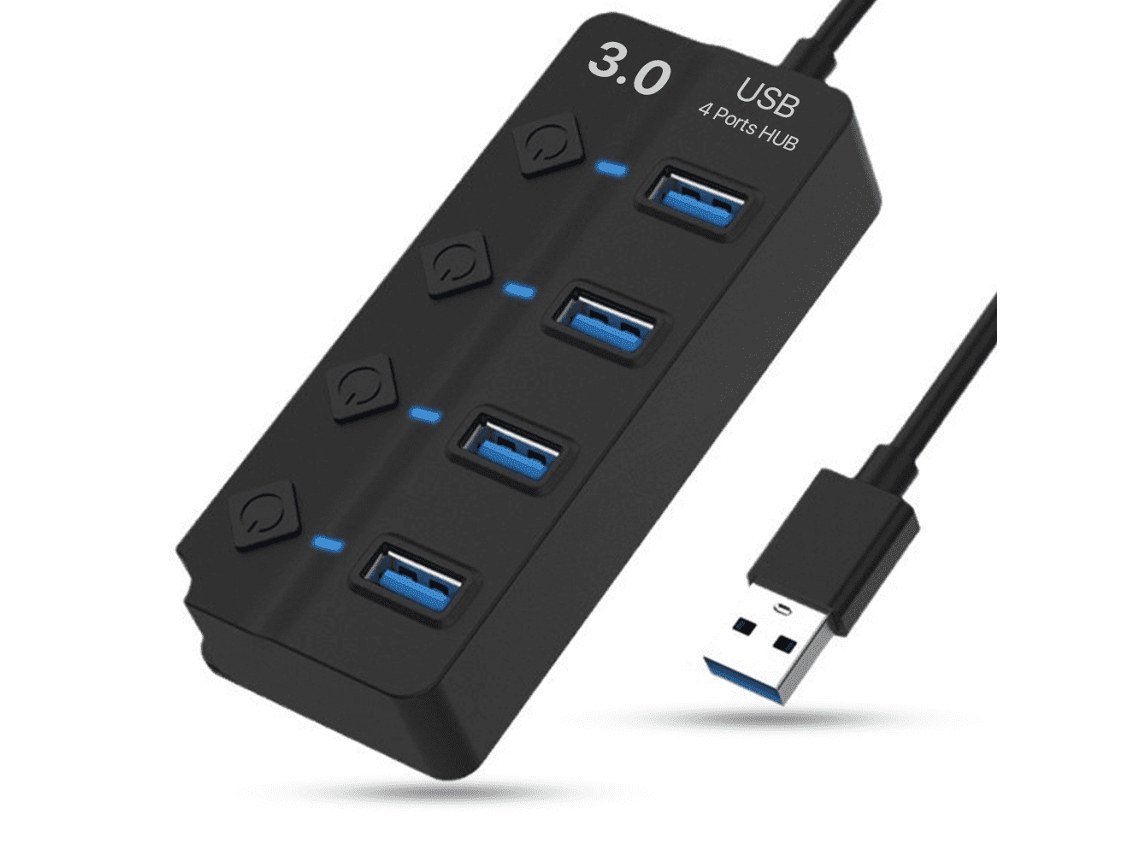 Adaptador Extensor Usb Divisor De Hub Usb 3.0 De 4 Portas Com Interruptores Individuais