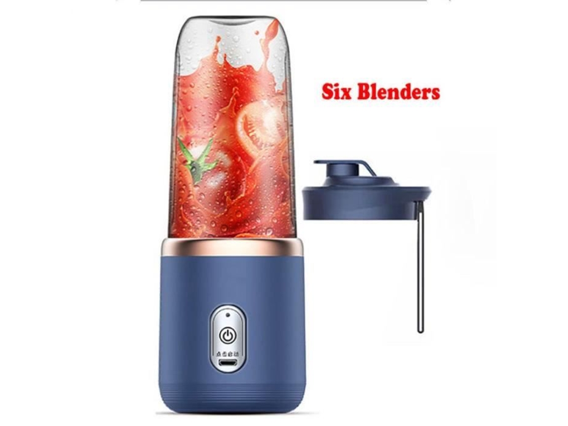 Exprimidor de frutas eléctrico portátil de 400 ml, licuadora de frutas multifuncional de limón y naranja, electrodomésticos para batidos, azul, 1 taza AUTREMENT