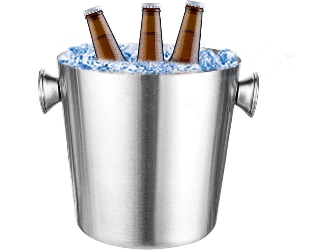 Cubos De Hielo Para Fiestas Cubeta Enfriadora Bebidas 2 5 L Cubo Aislado Acero Inoxidable Con Asa Al Aire Libre C Cteles