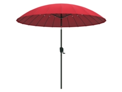 VPMKP - Sombrilla redonda de jardín Outsunny inclinable 24 varillas, manivela, aluminio, fibra de vidrio, poliéster, Ø2,60 m, roja