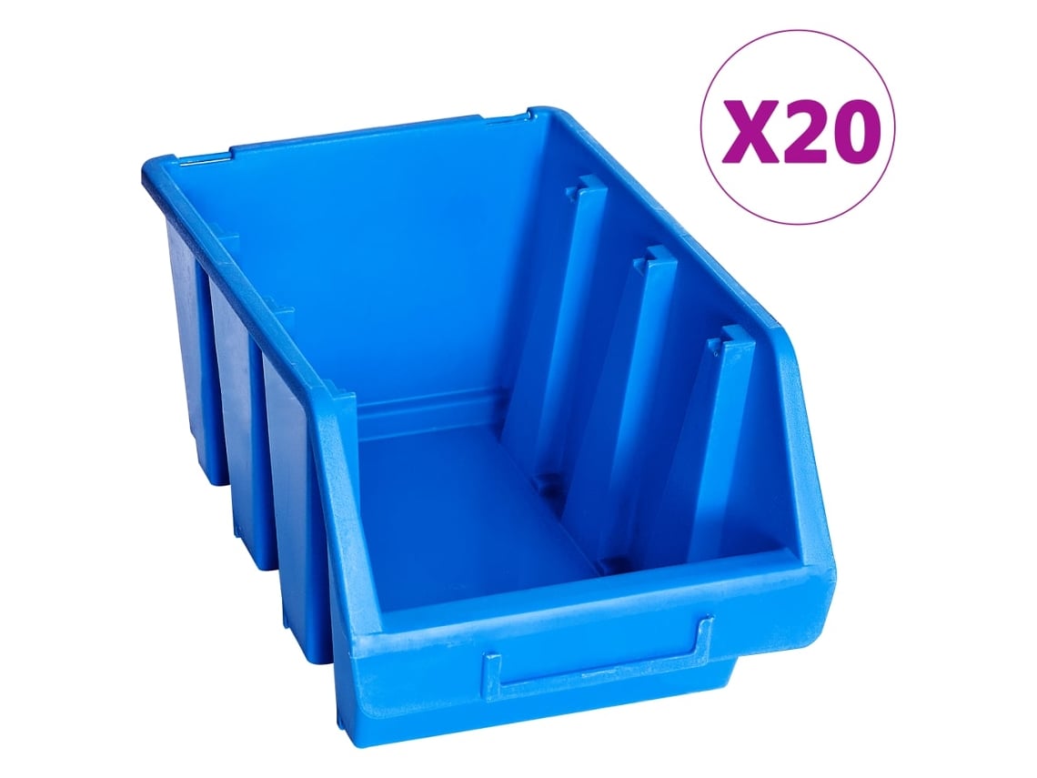 Conjunto 20 Caja De Almacenaje VIDAXL Azul Plástico