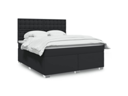 Cama Box Spring Con Colchón Cuero Sintético Negro 180x200 Cm